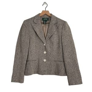 Lauren Ralph Lauren Grey Button Down Formal Silk Blazer Women's Size 12